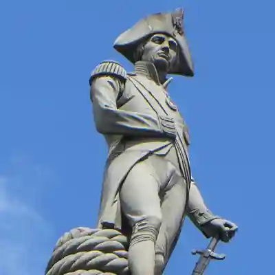 Heritage Statue of Nelson atop the column in Trafalgar Square.