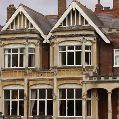 The front of the building.