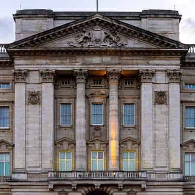 Neoclassical style of the building frontage.