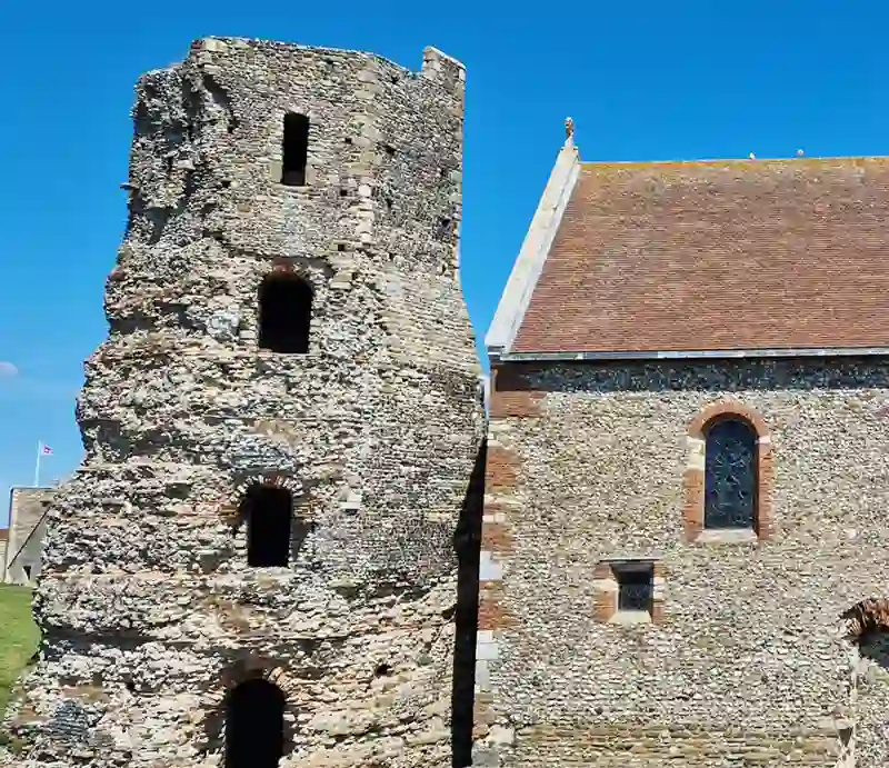 Octagonal, tapering brick-built tower with four windows.