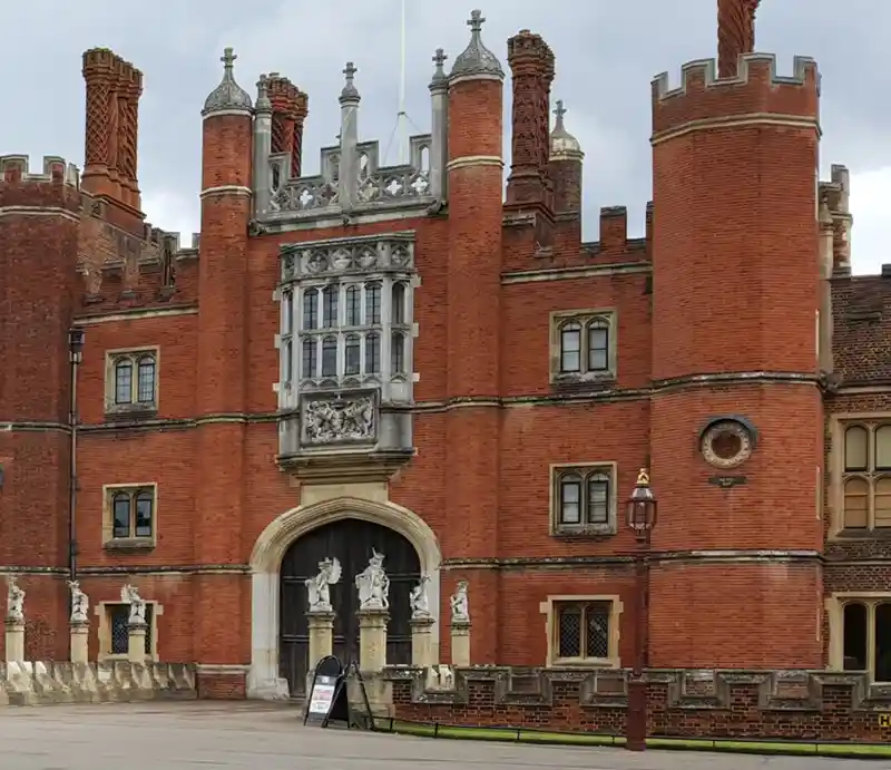 Hampton Court Palace Red brick gatehouse from the courtyard.