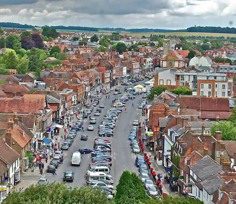 Marlborough Aerial view of the High Street.