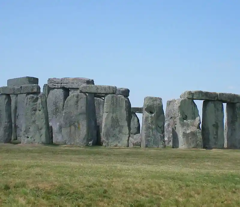 The stones beneath a clear blue sky.