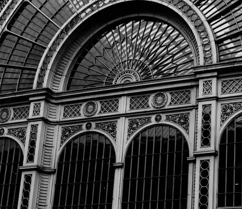 Ornate arch and windows.