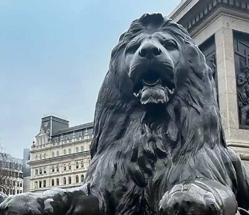 Trafalgar Square Close up of one of Landseer's lion statues