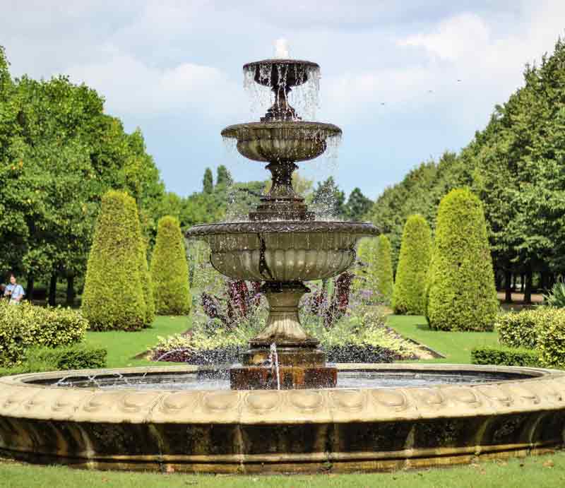 Three stone tiers of cascading water.