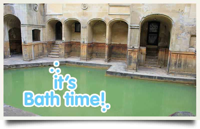 Bath tours postcard Roman baths with caption
