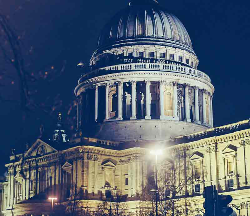 Illuminated at night.