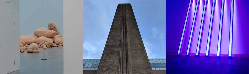 Art instalations and the 99 metres tall Bankside chimney.