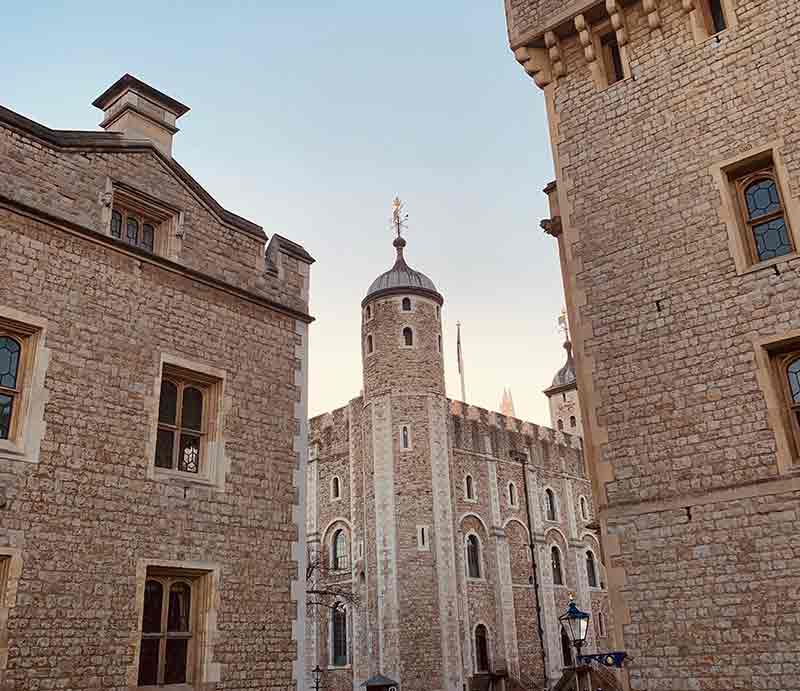 The Tower of London Oriental Gallery, White Tower and Regimental Museum buildings.