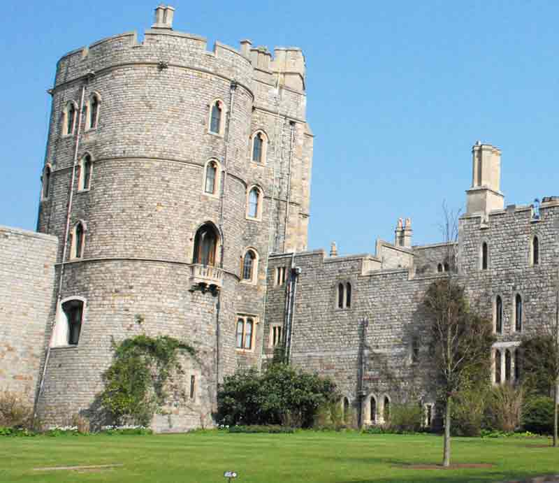 Stone tower on a bright sunny day.